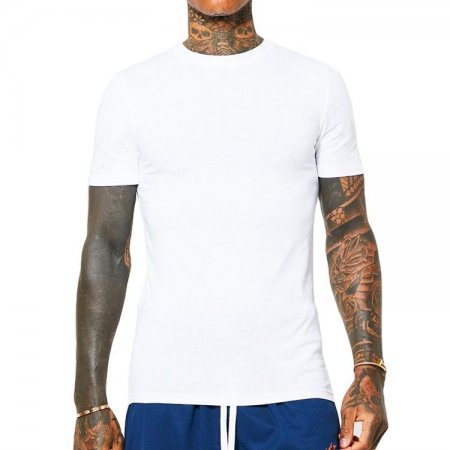 カスタムロゴデザインメンズクルーネック Tシャツ綿 100% 高品質空白無地スキニー Tシャツ男性ストリート
